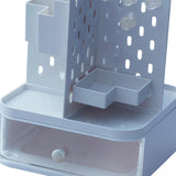 Maxbell Desk Organizer with Drawer Stationery Storage Box for Countertop Home Office Blue