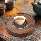 Maxbell Wood Tea Tray Kungfu Tea Table Teacup Plate for Tea Room Home Tea Lover Gift Round