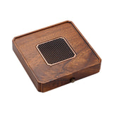 Maxbell Wood Tea Tray Kungfu Tea Table Teacup Plate for Tea Room Home Tea Lover Gift Square