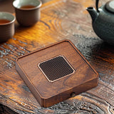 Maxbell Wood Tea Tray Kungfu Tea Table Teacup Plate for Tea Room Home Tea Lover Gift Square