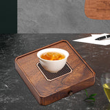 Maxbell Wood Tea Tray Kungfu Tea Table Teacup Plate for Tea Room Home Tea Lover Gift Square