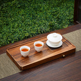 Maxbell Wood Tea Tray Kungfu Tea Table Teacup Plate for Tea Room Home Tea Lover Gift Rectangle