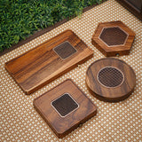 Maxbell Wood Tea Tray Kungfu Tea Table Teacup Plate for Tea Room Home Tea Lover Gift Rectangle