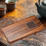 Maxbell Wood Tea Tray Kungfu Tea Table Teacup Plate for Tea Room Home Tea Lover Gift Rectangle