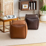 Maxbell Unstuffed Pouf Cover Boho Foot Rest Cover for Balcony Under Desk Living Room Brown