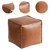 Maxbell Unstuffed Pouf Cover Boho Foot Rest Cover for Balcony Under Desk Living Room Brown