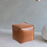 Maxbell Unstuffed Pouf Cover Boho Foot Rest Cover for Balcony Under Desk Living Room Brown