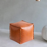 Maxbell Unstuffed Pouf Cover Boho Foot Rest Cover for Balcony Under Desk Living Room Orange
