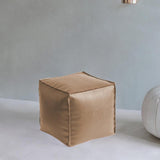 Maxbell Unstuffed Pouf Cover Boho Foot Rest Cover for Balcony Under Desk Living Room Khaki