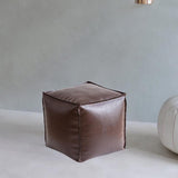 Maxbell Unstuffed Pouf Cover Boho Foot Rest Cover for Balcony Under Desk Living Room Dark Brown