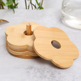 Maxbell Coffee Table Coasters with Holder Rustic Cup Pads for Indoor Outdoor Hot Pot 8pcs and 12cm