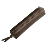 Maxbell Leather Pencil Case with Zipper Pen Holder for Office Men and Women Supplies Brown