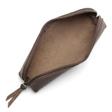 Maxbell Leather Pencil Case with Zipper Pen Holder for Office Men and Women Supplies Brown