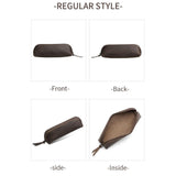 Maxbell Leather Pencil Case with Zipper Pen Holder for Office Men and Women Supplies Brown