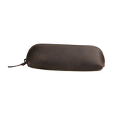 Maxbell Leather Pencil Case with Zipper Pen Holder for Office Men and Women Supplies Brown