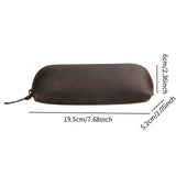 Maxbell Leather Pencil Case with Zipper Pen Holder for Office Men and Women Supplies Brown