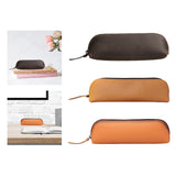 Maxbell Leather Pencil Case with Zipper Pen Holder for Office Men and Women Supplies Brown