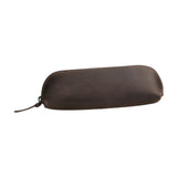 Maxbell Leather Pencil Case with Zipper Pen Holder for Office Men and Women Supplies Brown