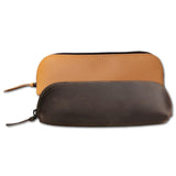 Maxbell Leather Pencil Case with Zipper Pen Holder for Office Men and Women Supplies Brown