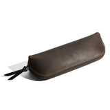 Maxbell Leather Pencil Case with Zipper Pen Holder for Office Men and Women Supplies Brown