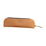 Maxbell Leather Pencil Case with Zipper Pen Holder for Office Men and Women Supplies Khaki