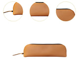 Maxbell Leather Pencil Case with Zipper Pen Holder for Office Men and Women Supplies Khaki