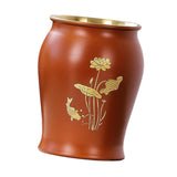 Maxbell Metal Pen Holder Gift Table Decor Tea Accessories Container for Desktop Home Orange Red