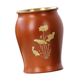 Maxbell Metal Pen Holder Gift Table Decor Tea Accessories Container for Desktop Home Orange Red