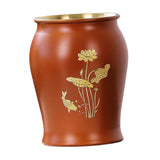 Maxbell Metal Pen Holder Gift Table Decor Tea Accessories Container for Desktop Home Orange Red