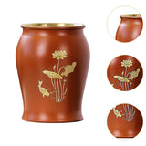 Maxbell Metal Pen Holder Gift Table Decor Tea Accessories Container for Desktop Home Orange Red