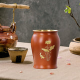 Maxbell Metal Pen Holder Gift Table Decor Tea Accessories Container for Desktop Home Orange Red