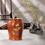 Maxbell Metal Pen Holder Gift Table Decor Tea Accessories Container for Desktop Home Orange Red