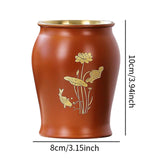 Maxbell Metal Pen Holder Gift Table Decor Tea Accessories Container for Desktop Home Orange Red