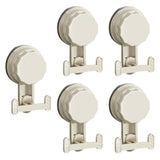 Maxbell 5 Pieces Suction Cup Hooks Vacuum Suction Cup Hooks for Restroom Coat Wreath Milky White