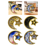 Maxbell Ramadan Serving Tray Decoration Moon Star Tray for Wedding Gatherings Events Gold