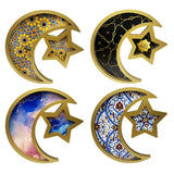 Maxbell Ramadan Serving Tray Decoration Moon Star Tray for Wedding Gatherings Events Gold