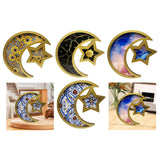 Maxbell Ramadan Serving Tray Decoration Moon Star Tray for Wedding Gatherings Events Gold