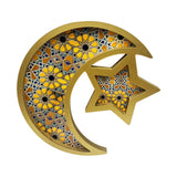 Maxbell Ramadan Serving Tray Decoration Moon Star Tray for Wedding Gatherings Events Gold