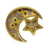 Maxbell Ramadan Serving Tray Decoration Moon Star Tray for Wedding Gatherings Events Gold