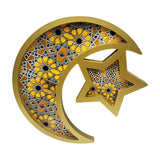 Maxbell Ramadan Serving Tray Decoration Moon Star Tray for Wedding Gatherings Events Gold
