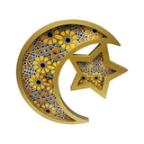 Maxbell Ramadan Serving Tray Decoration Moon Star Tray for Wedding Gatherings Events Gold