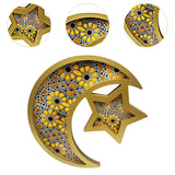 Maxbell Ramadan Serving Tray Decoration Moon Star Tray for Wedding Gatherings Events Gold