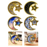 Maxbell Ramadan Serving Tray Decoration Moon Star Tray for Wedding Gatherings Events Gold