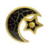 Maxbell Ramadan Serving Tray Decoration Moon Star Tray for Wedding Gatherings Events Black Gold