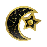 Maxbell Ramadan Serving Tray Decoration Moon Star Tray for Wedding Gatherings Events Black Gold