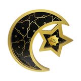 Maxbell Ramadan Serving Tray Decoration Moon Star Tray for Wedding Gatherings Events Black Gold