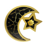 Maxbell Ramadan Serving Tray Decoration Moon Star Tray for Wedding Gatherings Events Black Gold