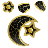 Maxbell Ramadan Serving Tray Decoration Moon Star Tray for Wedding Gatherings Events Black Gold
