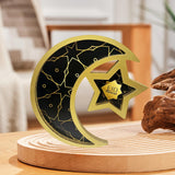 Maxbell Ramadan Serving Tray Decoration Moon Star Tray for Wedding Gatherings Events Black Gold