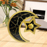 Maxbell Ramadan Serving Tray Decoration Moon Star Tray for Wedding Gatherings Events Black Gold